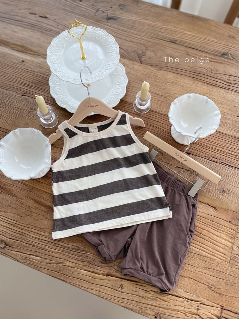 THE BEIGE - Korean Children Fashion - #Kfashion4kids - Big Stripes Sleeveless Shorts Set - 3
