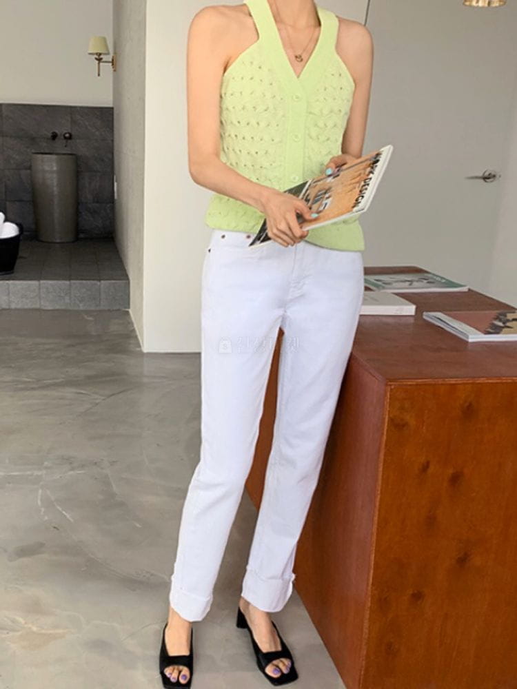 THE SAND - Korean Children Fashion - #Kfashion4kids - White Roll-up Jeans