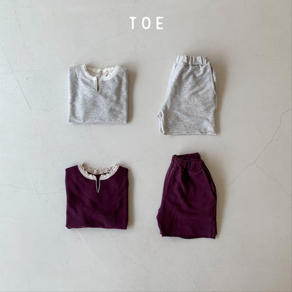 TOE - Korean Children Fashion - #Kfashion4kids - Henry Neck Top Bottom Set - 2