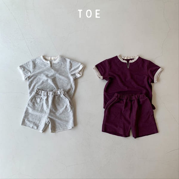 TOE - Korean Children Fashion - #Kfashion4kids - Henry Neck Top Bottom Set - 3
