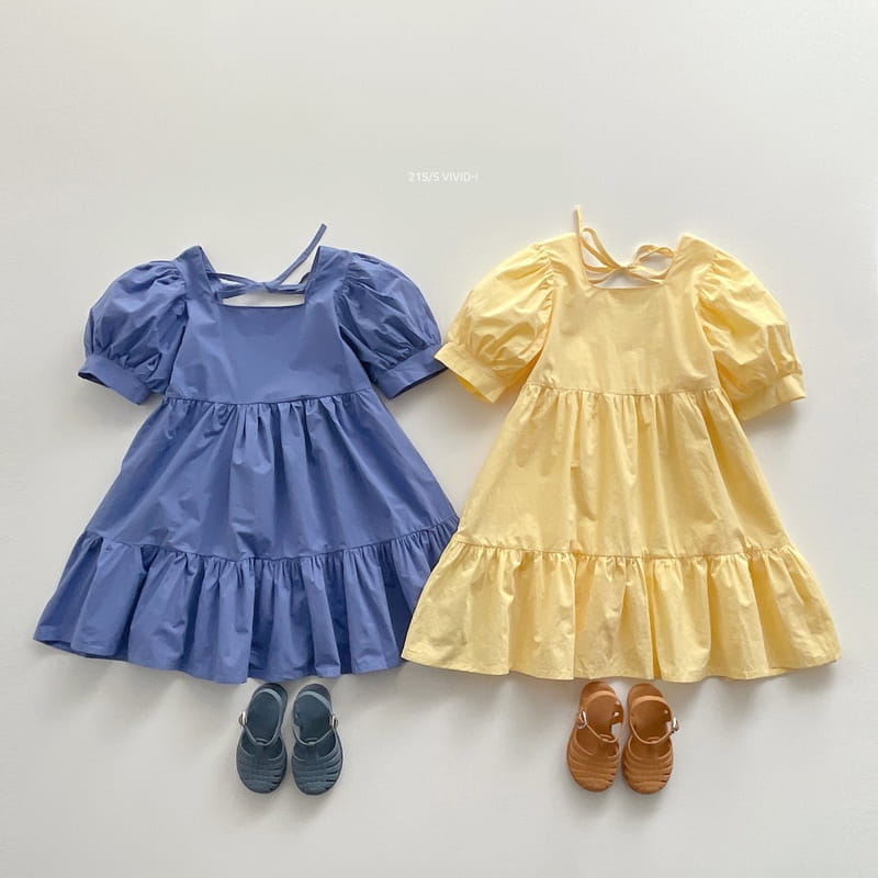 VIVID I - Korean Children Fashion - #Kfashion4kids - Puff Sleeves One-piece