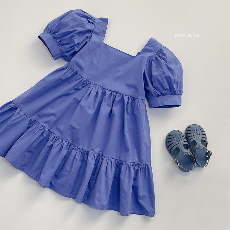 VIVID I - Korean Children Fashion - #Kfashion4kids - Puff Sleeves One-piece - 4