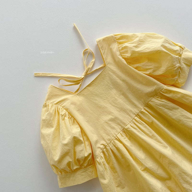 VIVID I - Korean Children Fashion - #Kfashion4kids - Puff Sleeves One-piece - 8