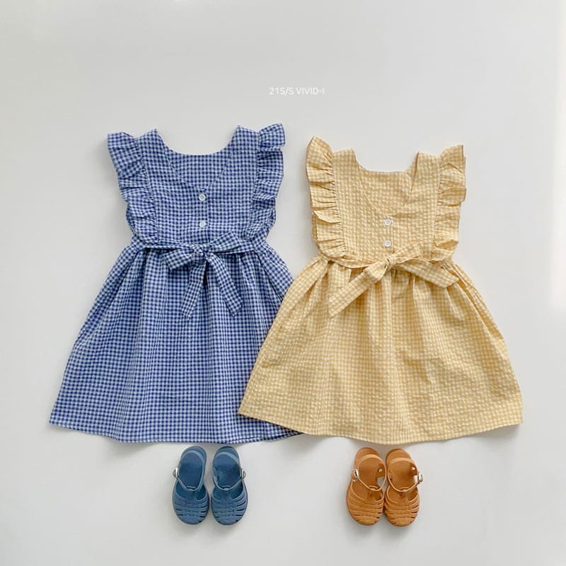 VIVID I - Korean Children Fashion - #Kfashion4kids - Check Frill Sleeveless One-piece - 2