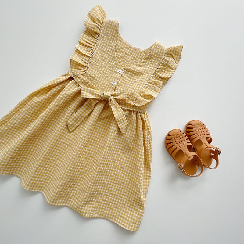 VIVID I - Korean Children Fashion - #Kfashion4kids - Check Frill Sleeveless One-piece - 3