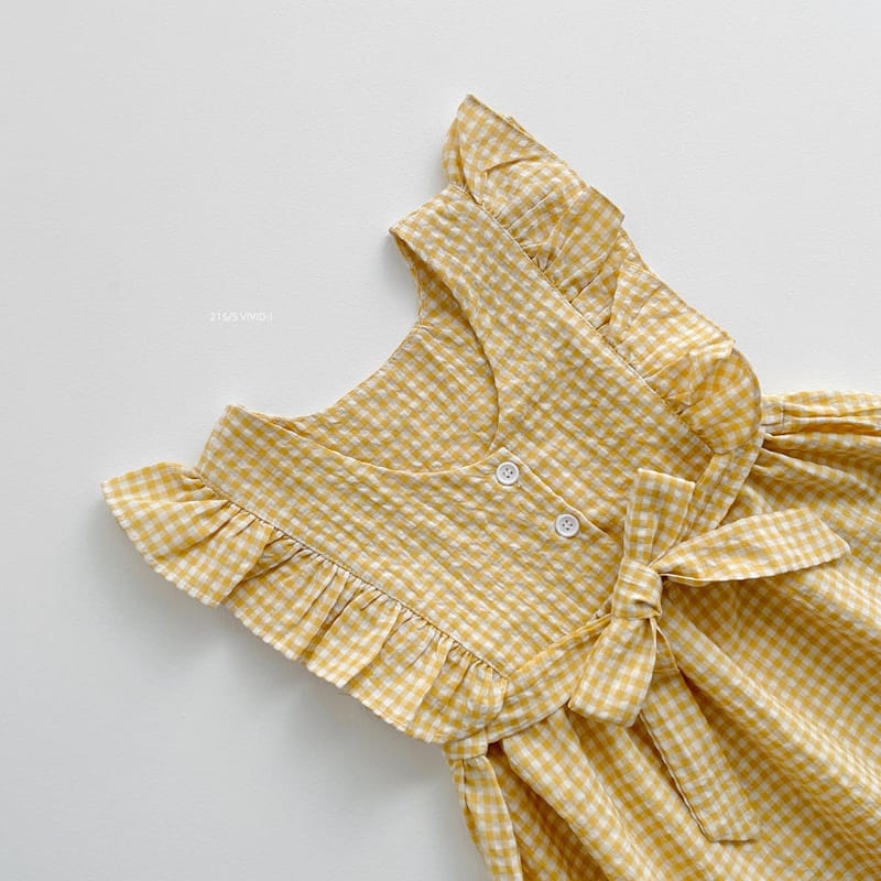 VIVID I - Korean Children Fashion - #Kfashion4kids - Check Frill Sleeveless One-piece - 4