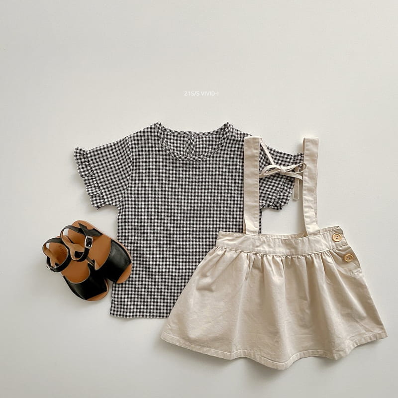 VIVID I - Korean Children Fashion - #Kfashion4kids - Dungarees Skirt Blouse Set - 3