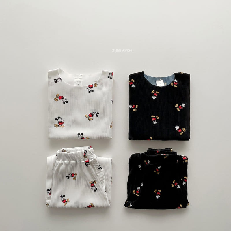 VIVID I - Korean Children Fashion - #Kfashion4kids - Mickey Pleats Top Bottom Set - 2