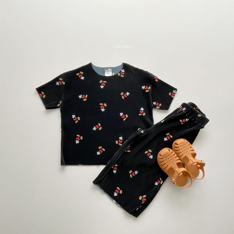 VIVID I - Korean Children Fashion - #Kfashion4kids - Mickey Pleats Top Bottom Set - 8
