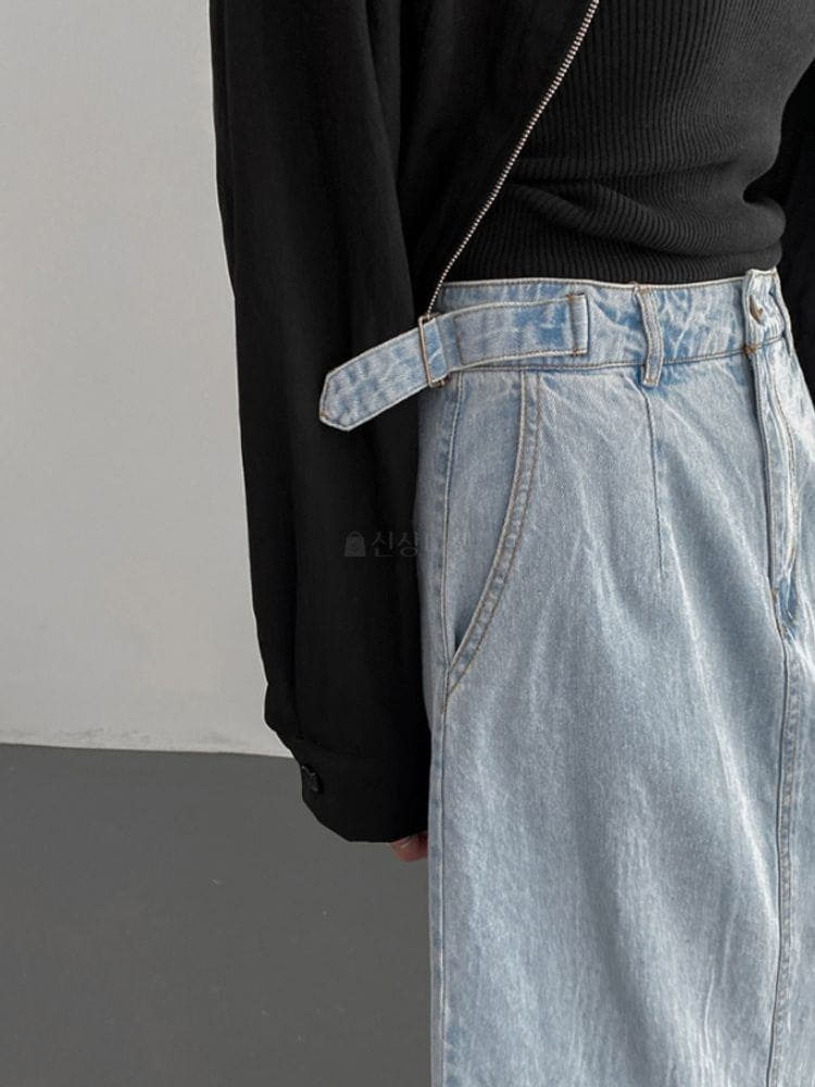 WEARING - Korean Children Fashion - #Kfashion4kids - Buckle Denim Skirt - 2