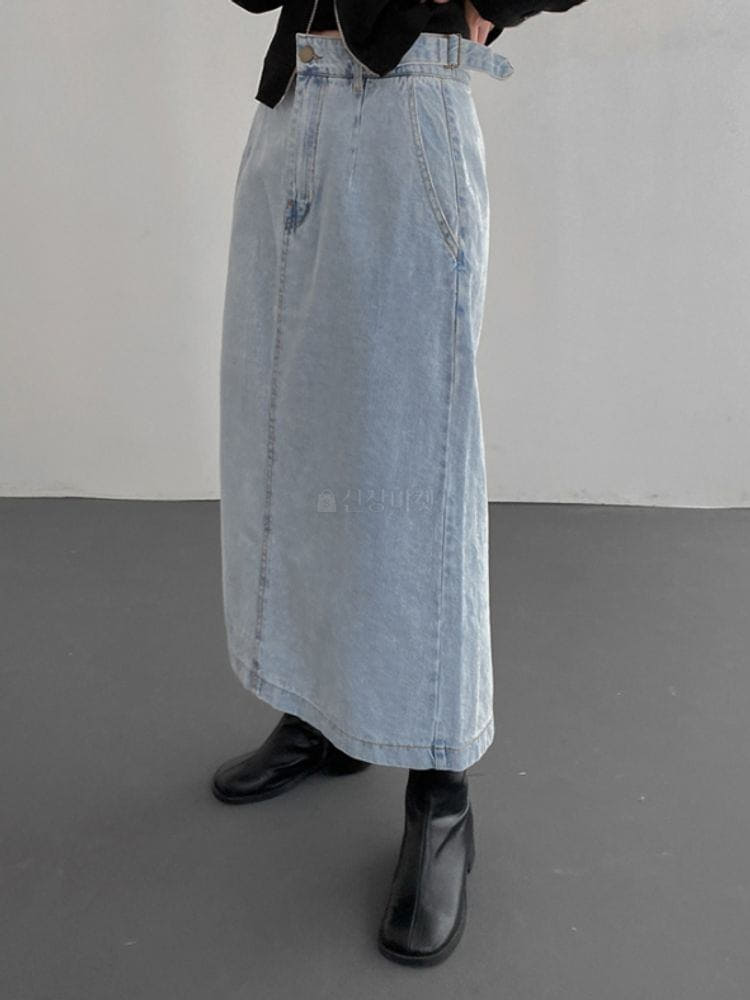 WEARING - Korean Children Fashion - #Kfashion4kids - Buckle Denim Skirt - 3