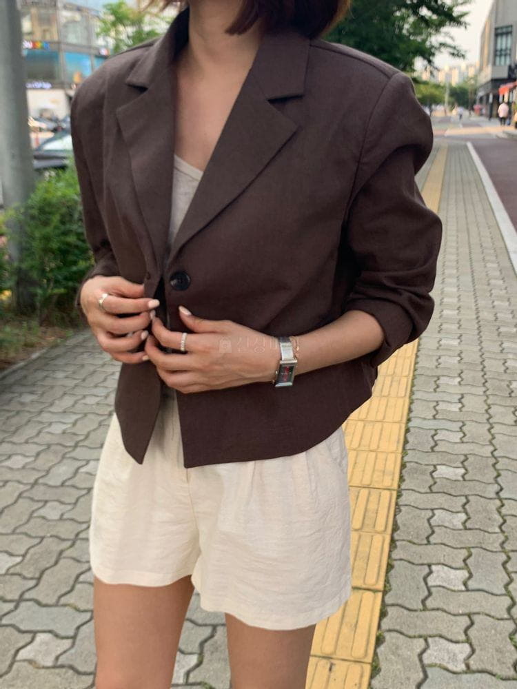 WEARING - Korean Children Fashion - #Kfashion4kids - Heblinen Cropped Jacket - 2