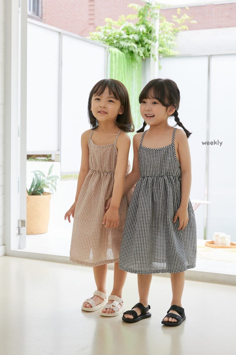 WEEKLY - Korean Children Fashion - #Kfashion4kids - Moi Check String One-piece