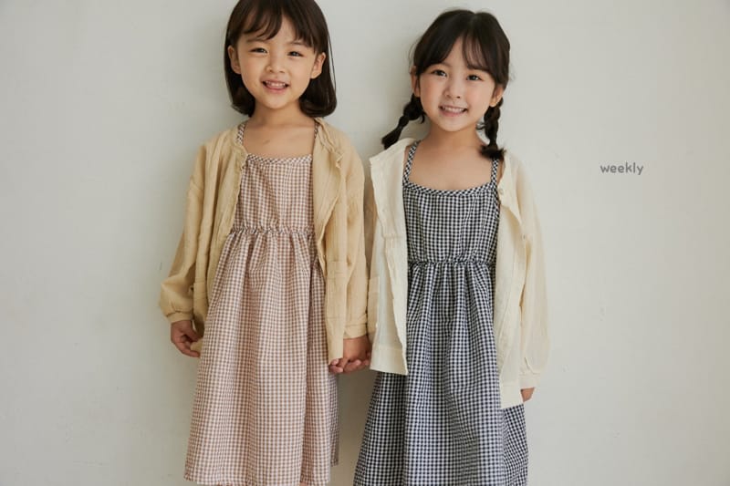 WEEKLY - Korean Children Fashion - #Kfashion4kids - Moi Check String One-piece - 2