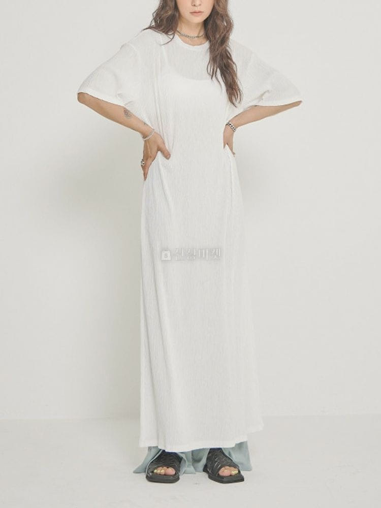 9NINE - Korean Children Fashion - #Kfashion4kids - Pleats Long One-piece - 3