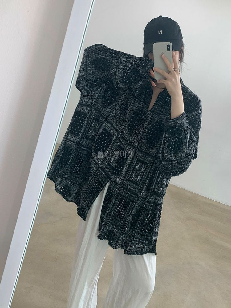 9NINE - Korean Children Fashion - #Kfashion4kids - Paisley Pleats Over Fit Shirt - 3