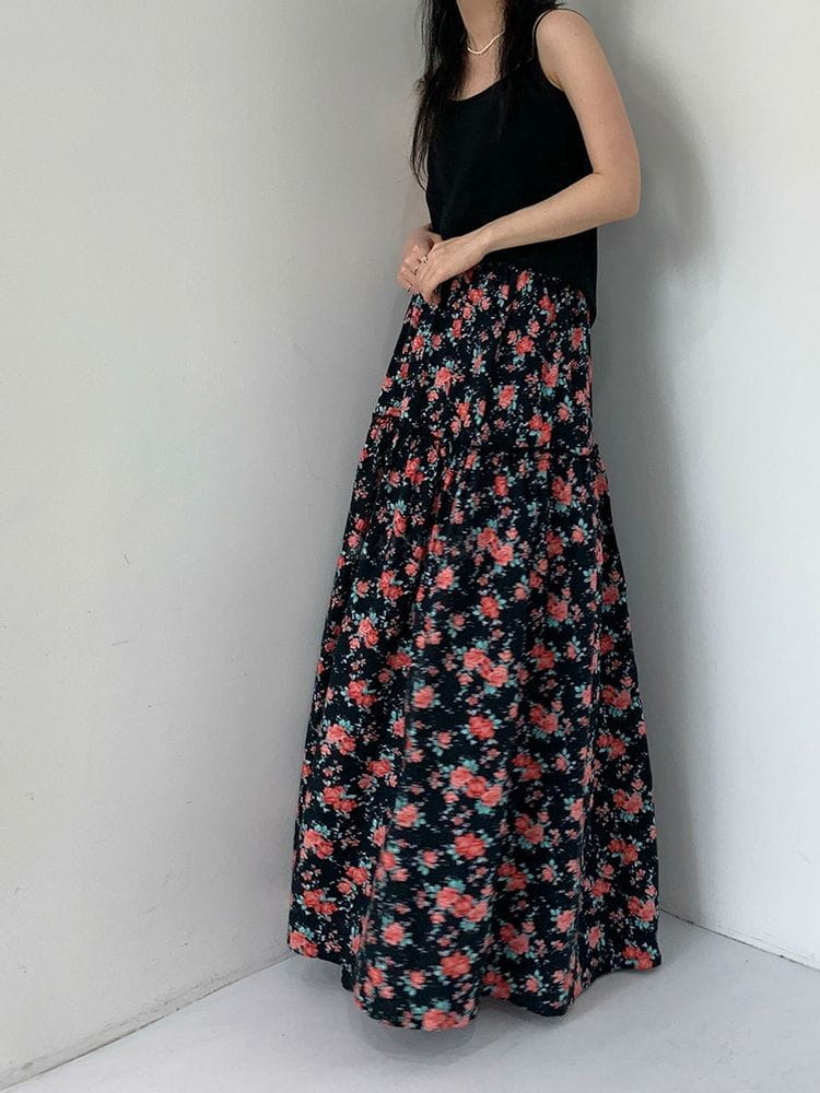 9NINE - Korean Children Fashion - #Kfashion4kids - Giselle Flower Banding Long Skirt
