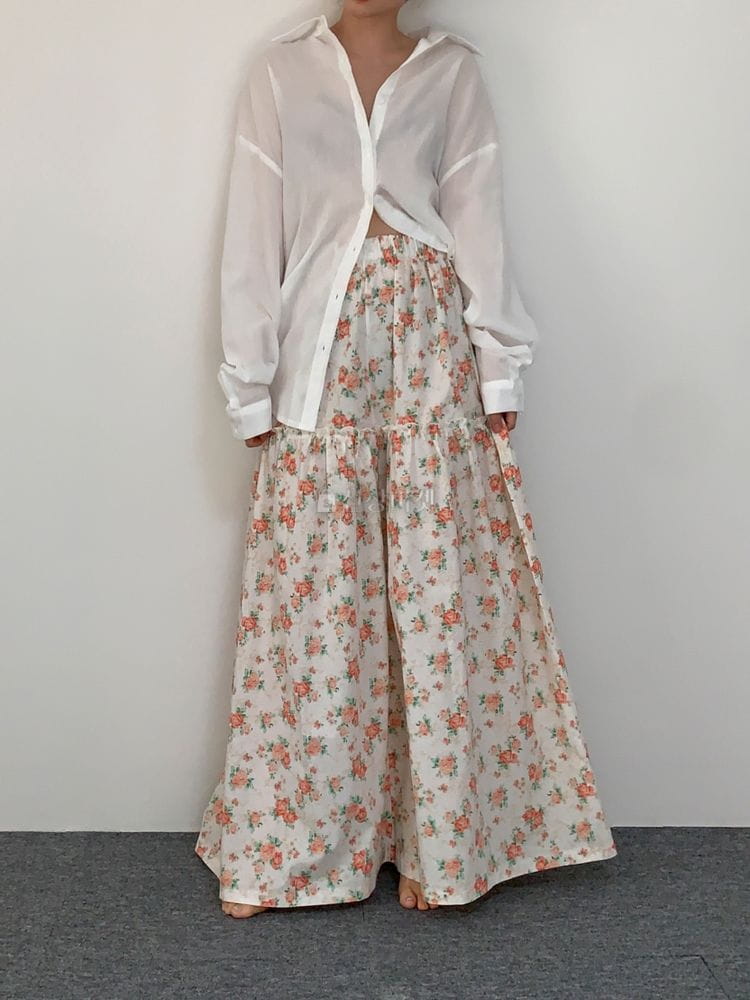 9NINE - Korean Children Fashion - #Kfashion4kids - Giselle Flower Banding Long Skirt - 4