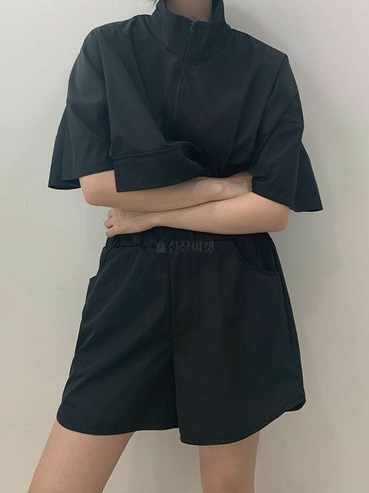 9NINE - Korean Children Fashion - #Kfashion4kids - Marine Banding Top Shorts Set