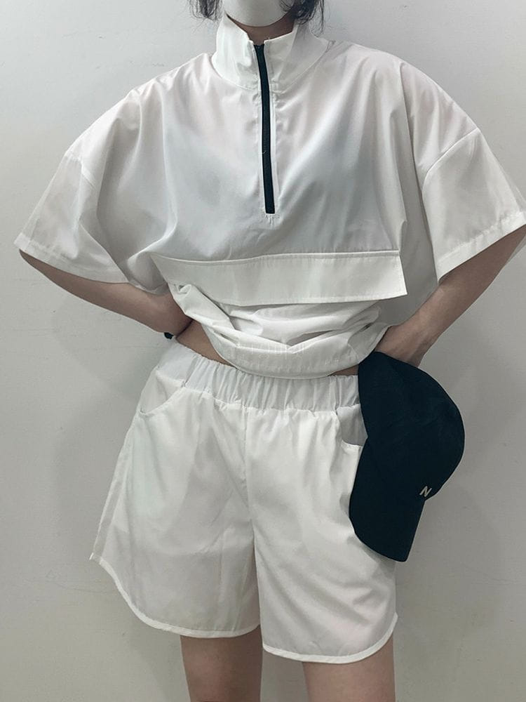 9NINE - Korean Children Fashion - #Kfashion4kids - Marine Banding Top Shorts Set - 2