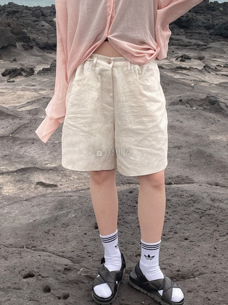 9NINE - Korean Children Fashion - #Kfashion4kids - Linen Wide Shorts - 3