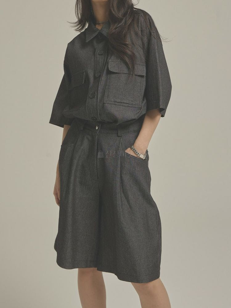 9NINE - Korean Children Fashion - #Kfashion4kids - Denim Wide Shirt