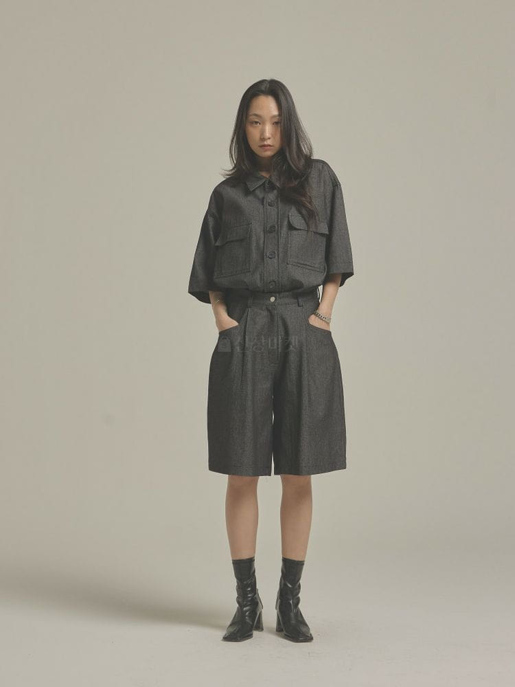 9NINE - Korean Children Fashion - #Kfashion4kids - Denim Wide Shorts