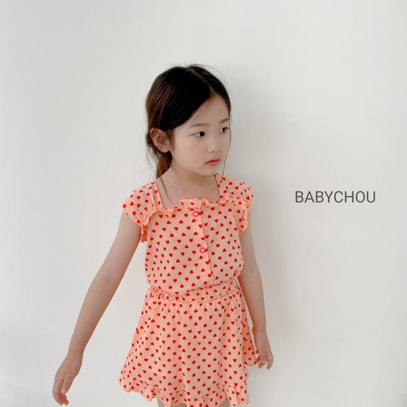 BABYCHOU - Korean Children Fashion - #Kfashion4kids - Heart Top Bottom Set - 12