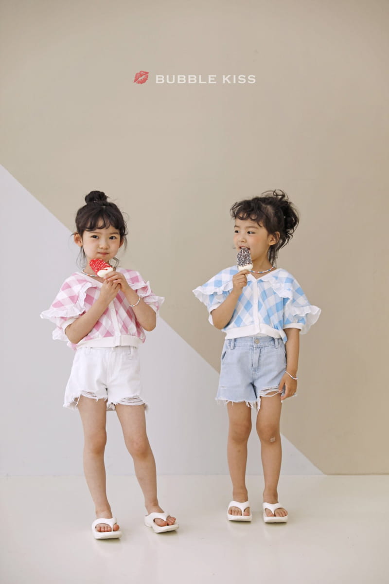 BUBBLE KISS - Korean Children Fashion - #Kfashion4kids - Check Ruffle Cardigan