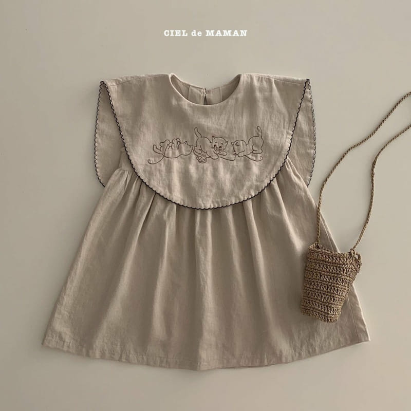 CIEL DE MAMAN - Korean Children Fashion - #Kfashion4kids - Linen Cats One-piece - 5