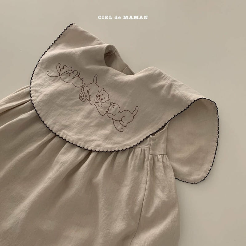 CIEL DE MAMAN - Korean Children Fashion - #Kfashion4kids - Linen Cats One-piece - 6