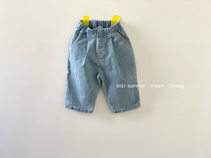 CREAM BBANG - Korean Children Fashion - #Kfashion4kids - Denim Wrinkle Baggy Pants