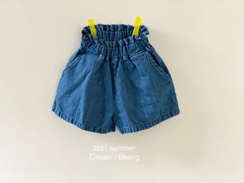 CREAM BBANG - Korean Children Fashion - #Kfashion4kids - Linen Denim Ruffle Shorts