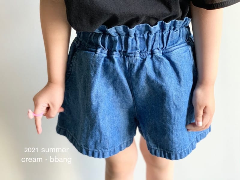 CREAM BBANG - Korean Children Fashion - #Kfashion4kids - Linen Denim Ruffle Shorts - 10