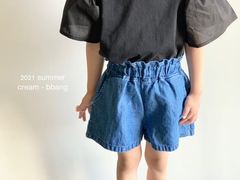 CREAM BBANG - Korean Children Fashion - #Kfashion4kids - Linen Denim Ruffle Shorts - 6