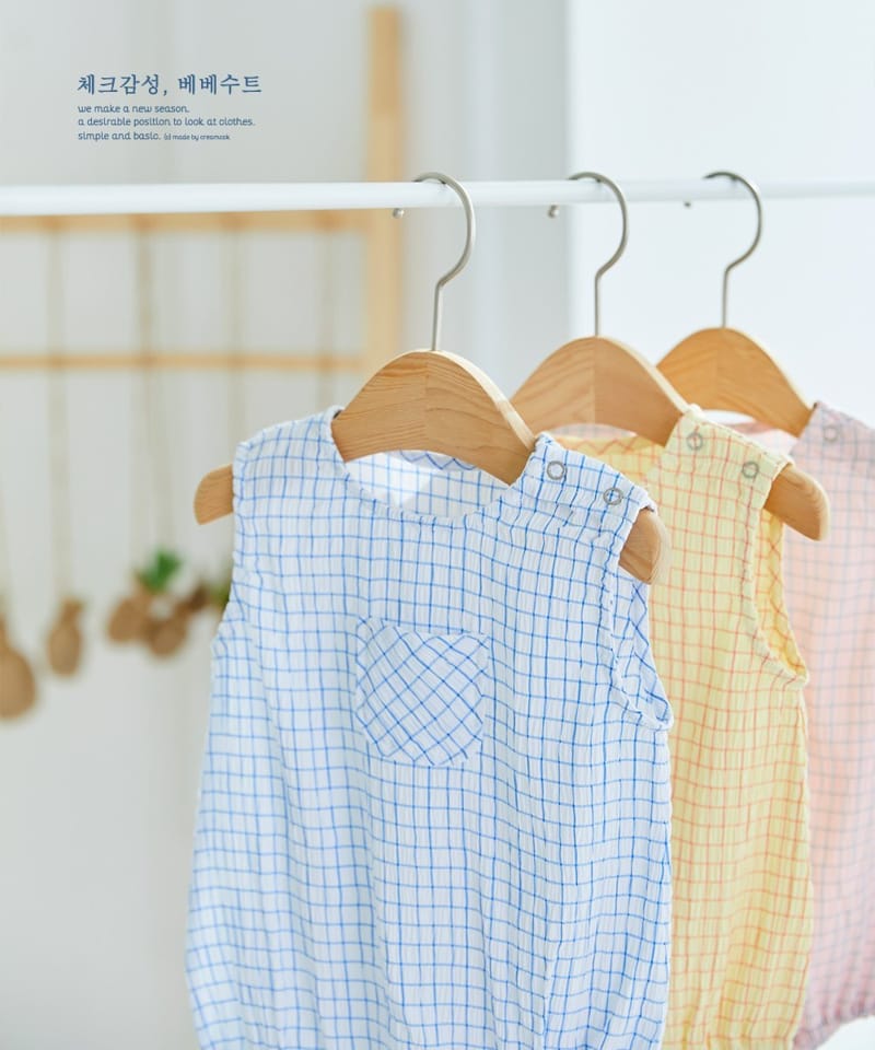 CREAMCOK - Korean Children Fashion - #Kfashion4kids - Bebe Check Check Cooling Bodysuit - 2