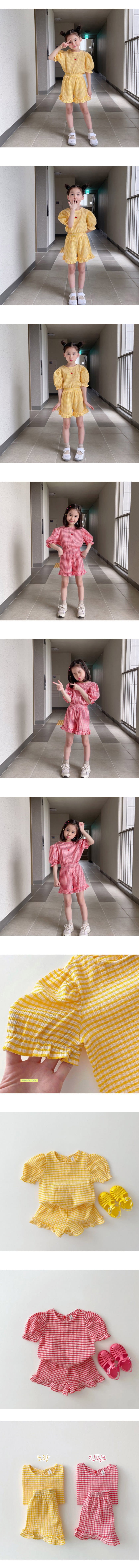 DAILY BEBE - Korean Children Fashion - #Kfashion4kids - Check Pleats Top Bottom Set - 3