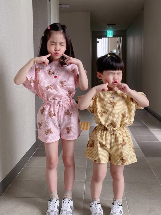 DAILY BEBE - Korean Children Fashion - #Kfashion4kids - Cool Bear Top Bottom Set - 2
