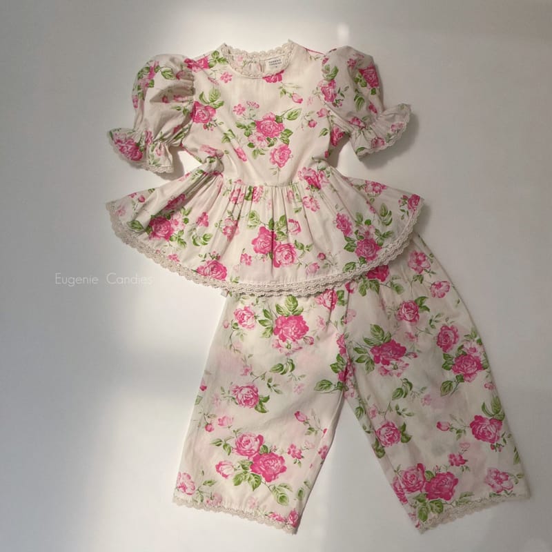 EUGENIE CANDIES - Korean Children Fashion - #Kfashion4kids - U Rose Top Bottom Set with Mom - 2