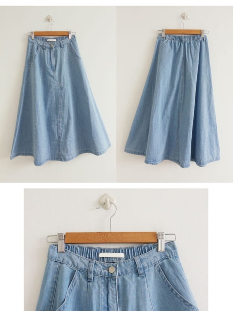EVERYTHING WITH ME - Korean Children Fashion - #Kfashion4kids - Line Denim Skirt - 5