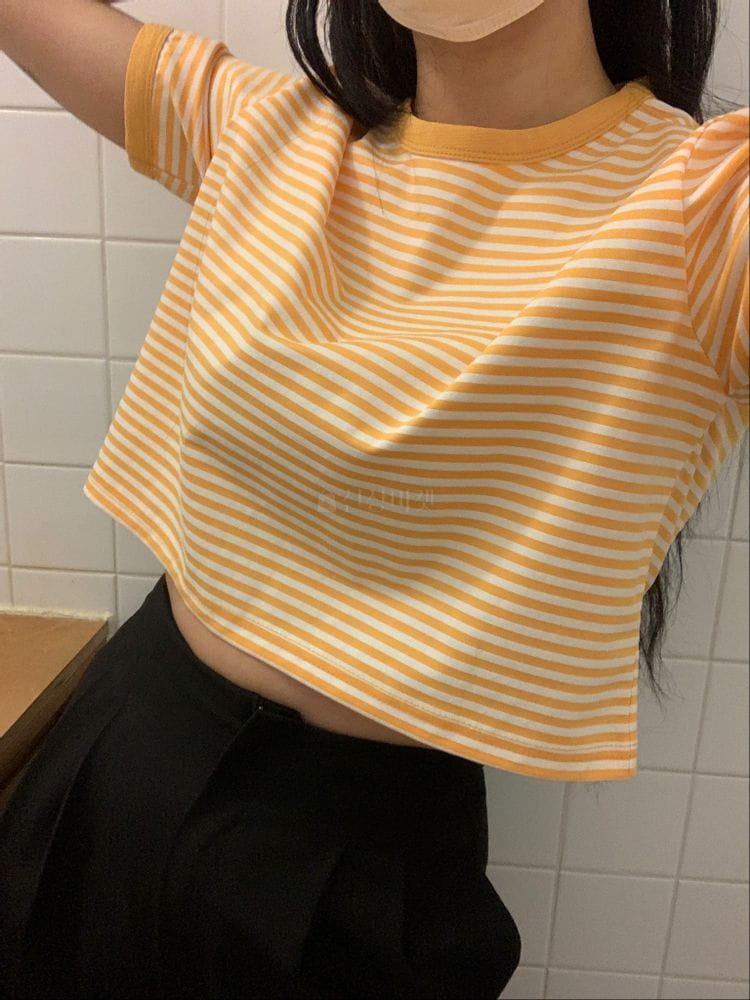 FIRST - Korean Children Fashion - #Kfashion4kids - Stripes Crop Tee - 3