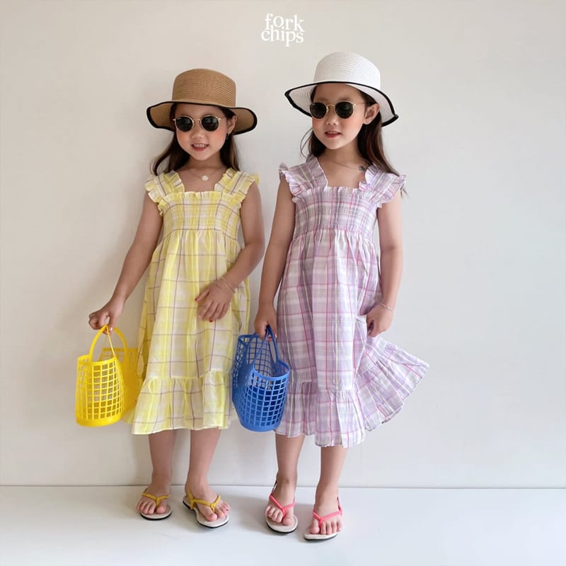 FORK CHIPS - Korean Children Fashion - #Kfashion4kids - Stella Check One-piece