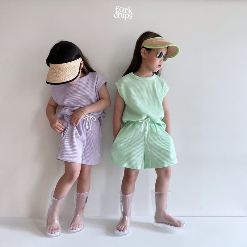FORK CHIPS - Korean Children Fashion - #Kfashion4kids - Maroon Waffle Top Bottom Set - 10
