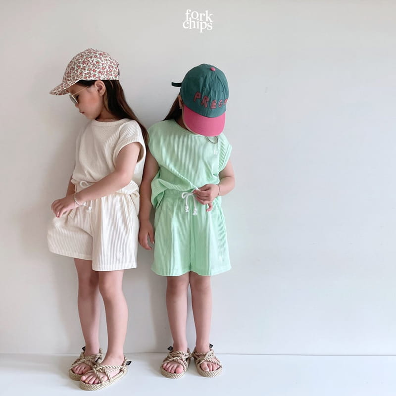 FORK CHIPS - Korean Children Fashion - #Kfashion4kids - Maroon Waffle Top Bottom Set - 11