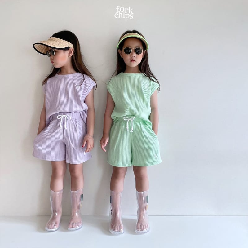 FORK CHIPS - Korean Children Fashion - #Kfashion4kids - Maroon Waffle Top Bottom Set - 4