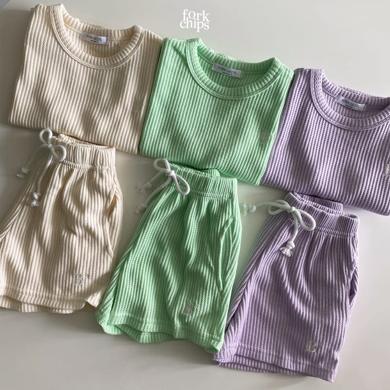FORK CHIPS - Korean Children Fashion - #Kfashion4kids - Maroon Waffle Top Bottom Set - 7