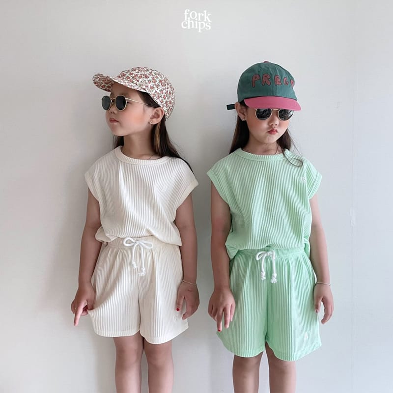 FORK CHIPS - Korean Children Fashion - #Kfashion4kids - Maroon Waffle Top Bottom Set - 8
