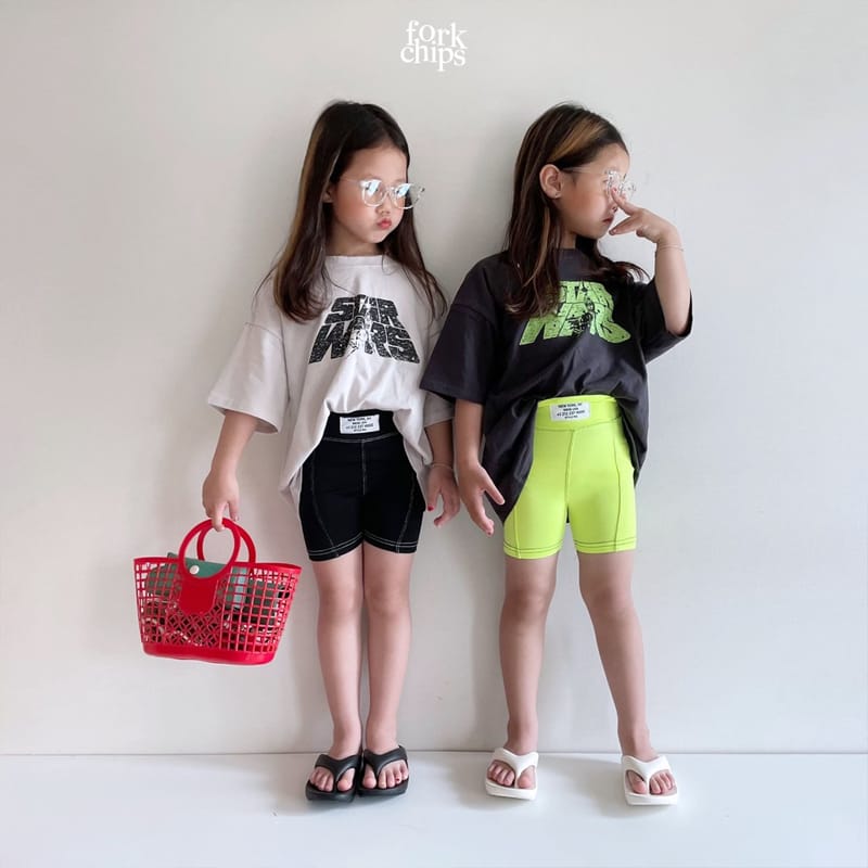 FORK CHIPS - Korean Children Fashion - #Kfashion4kids - Stitch Bike Leggings - 8