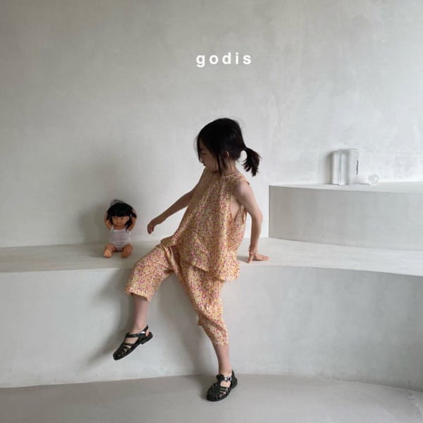 GODIS - Korean Children Fashion - #Kfashion4kids - Gauze Flower Top Bottom Set