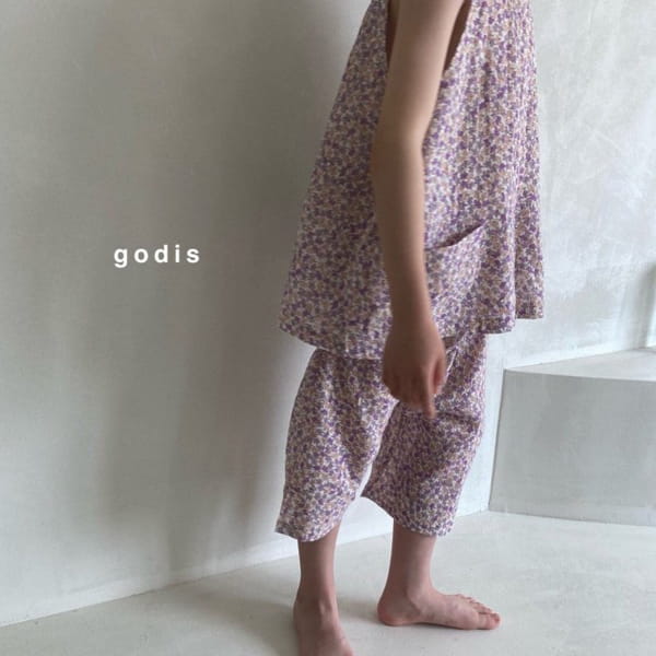 GODIS - Korean Children Fashion - #Kfashion4kids - Gauze Flower Top Bottom Set - 10